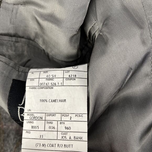 Mens Jos. A. Bank Camel Hair Herringbone Sport Coat Blazer Jacket Size 40S Short - Picture 8 of 9